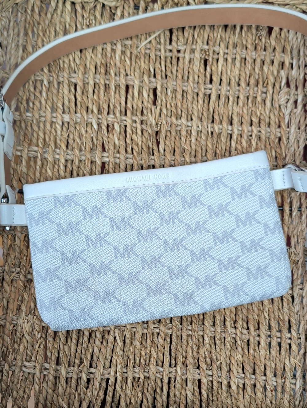 Michael Kors Ivory/White MK Logo Crossbody Belt Bag